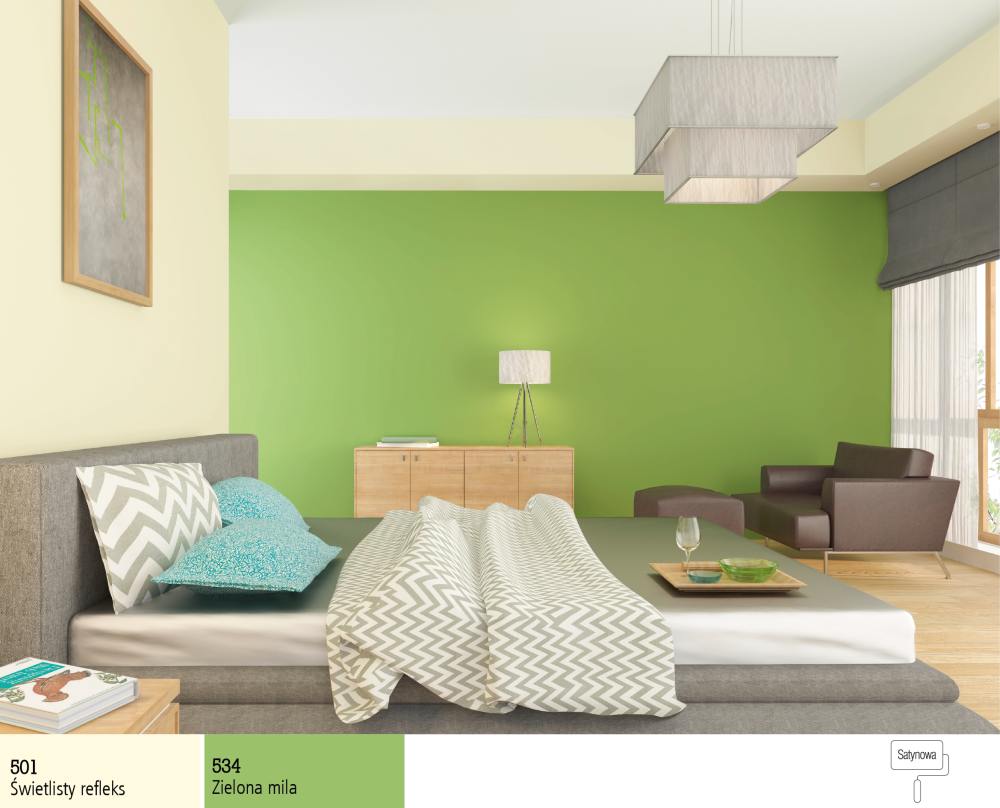Zielony kolor farby do sypialni