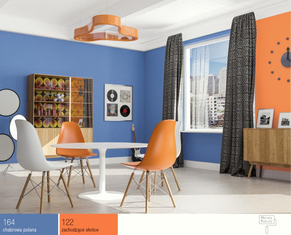  niebieski i pomaranczowy w salonie